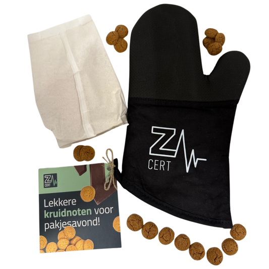 DIY kruidnotenbakken set verpakt in bedrukte ovenwant