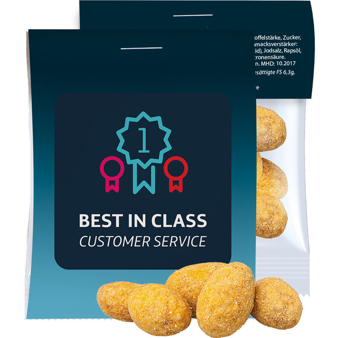 Erdnüsse Barbecue, ca. 10g, Express Midi-Tüte mit Werbereiter bedrukken – promotionele snack