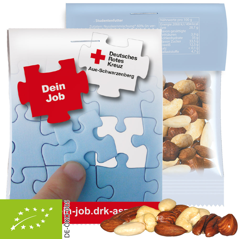 Bio NusskernMix, ca. 15g, Express Midi-Tüte mit Werbereiter bedrukken – promotionele snack