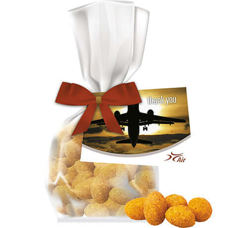 Pinda's met paprika (25 gram) in zakje met strik en kaartje