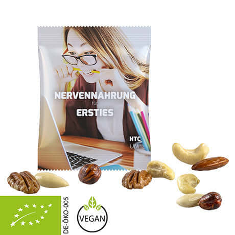 Biologische notenmix (15 g) in volledig bedrukt zakje