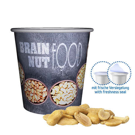 Gezouten pinda's (40 gram) in bedrukte snackbeker