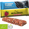 Biologische mueslireep meergranen framboos ca. 30g in flowpack met bedrukte sticker