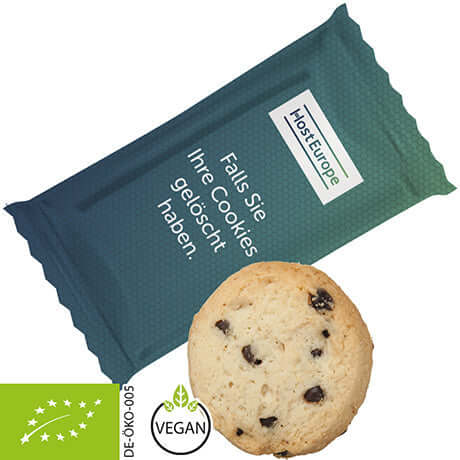 Biologische koekjes chocolade-sinaasappel met logo (7 of 100 gram)