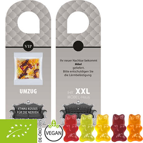 Biologische gummibeertjes zonder gelatine (10 gram) in deurhanger