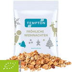 Biologische knapperige mueslireep appel-kaneel ca. 60g in bedrukt zakje, kerstdesign