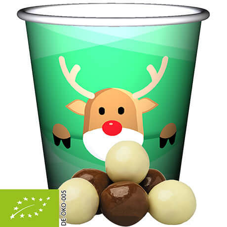 biologische Knusperkugeln-Mix, ca. 30g, Snackbecher Mini bedrukken – promotionele snack