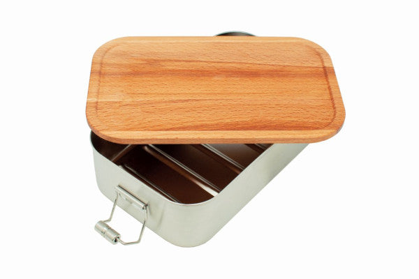 CP BU C4 RVS lunchbox met beukenhouten deksel – duurzaam en uniek