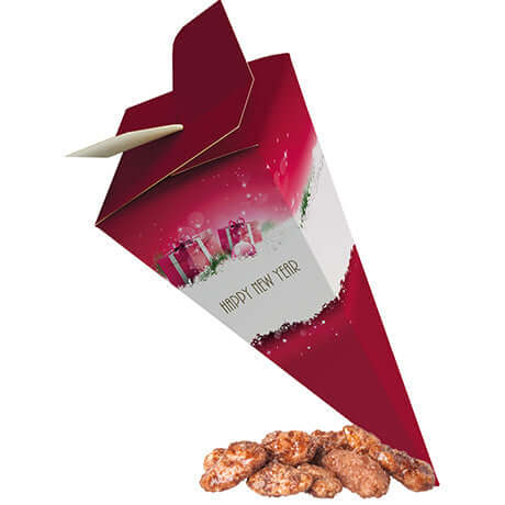 Gebrande amandelen (30 gram) in cadeaupiramide