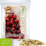 Biologische mueslireep zure kers ca. 50g in Express maxi-zakje met bedrukte sticker