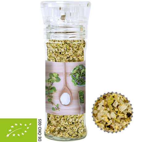Kruidenmolen met biologisch kruidenzout (50 gram)