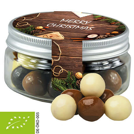 biologische Knusperkugeln-Mix, ca. 40g, Sweet Dose Mini bedrukken – promotionele snack