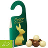 Bedrukte biologische Crunch Choco's in deurhangerverpakking met eigen logo — promotioneel snoepje