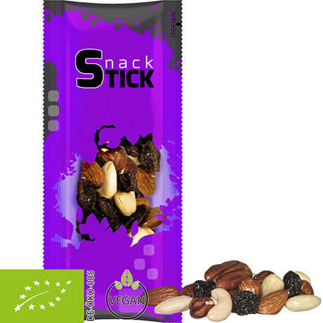 Biologische studentenhaver (30 gram) in bedrukte snackstick
