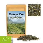 Bruine stazak met etiket met biologische groene thee met munt (12 gram)