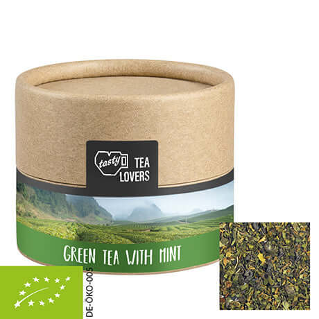 Bruine kraft koker met biologische groene thee met munt (10 gram)