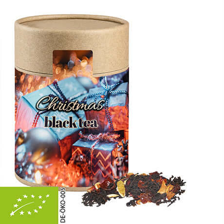 Bruine kraft koker met biologische zwarte kerstthee (125 gram)