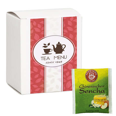 Bedrukt vouwdoosje met Chinese sencha-thee (5 stuks)