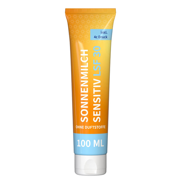 Zonnebrand Gevoelige Huid SPF 30 – 100 ml tube (volledig bedrukt)