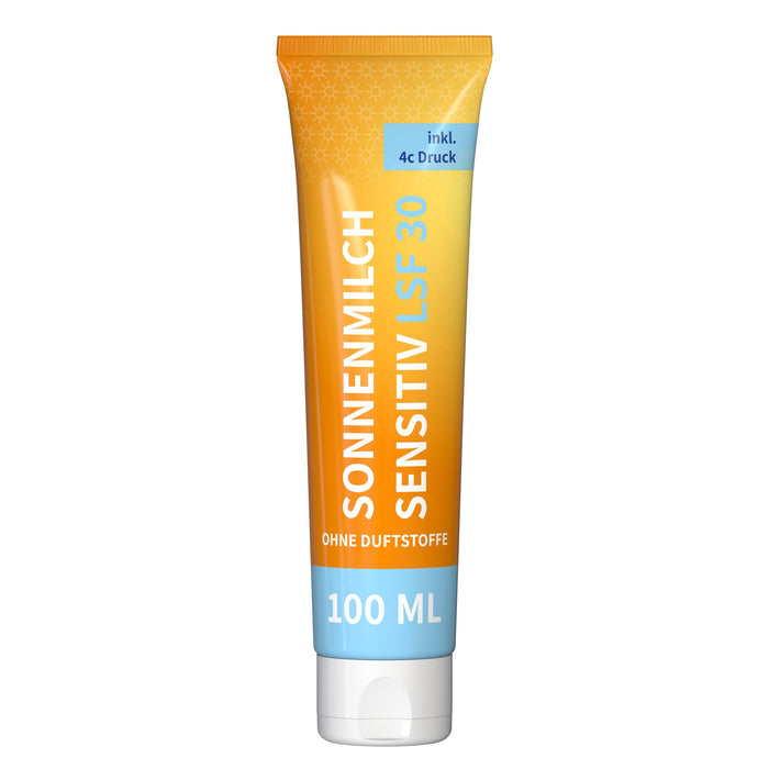 Zonnebrand Gevoelige Huid SPF 30 – 100 ml tube (volledig bedrukt)