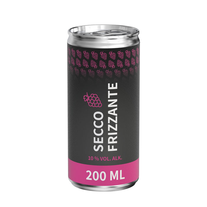 Secco met logo in blikje van 200 ml (parelwijn, 10% alcohol)