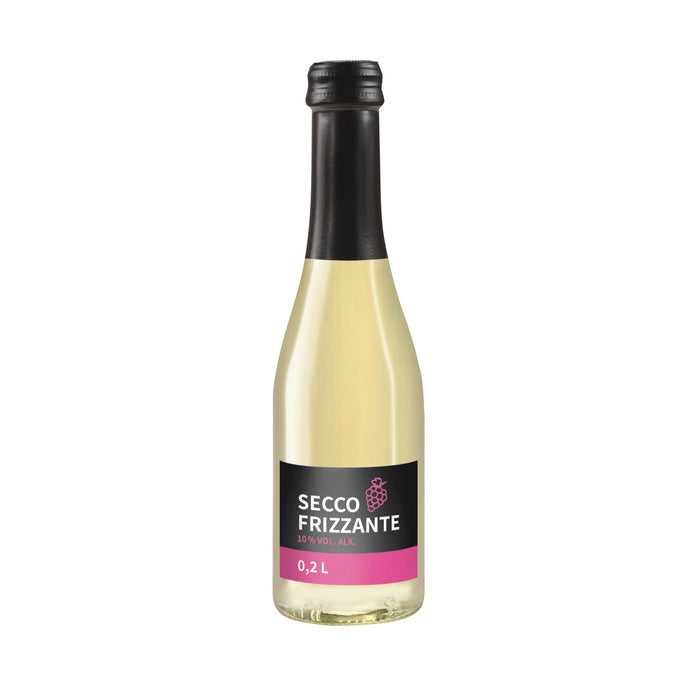 Secco met eigen etiket in glazen fles (piccolo 0,2 l of 0,75 l)