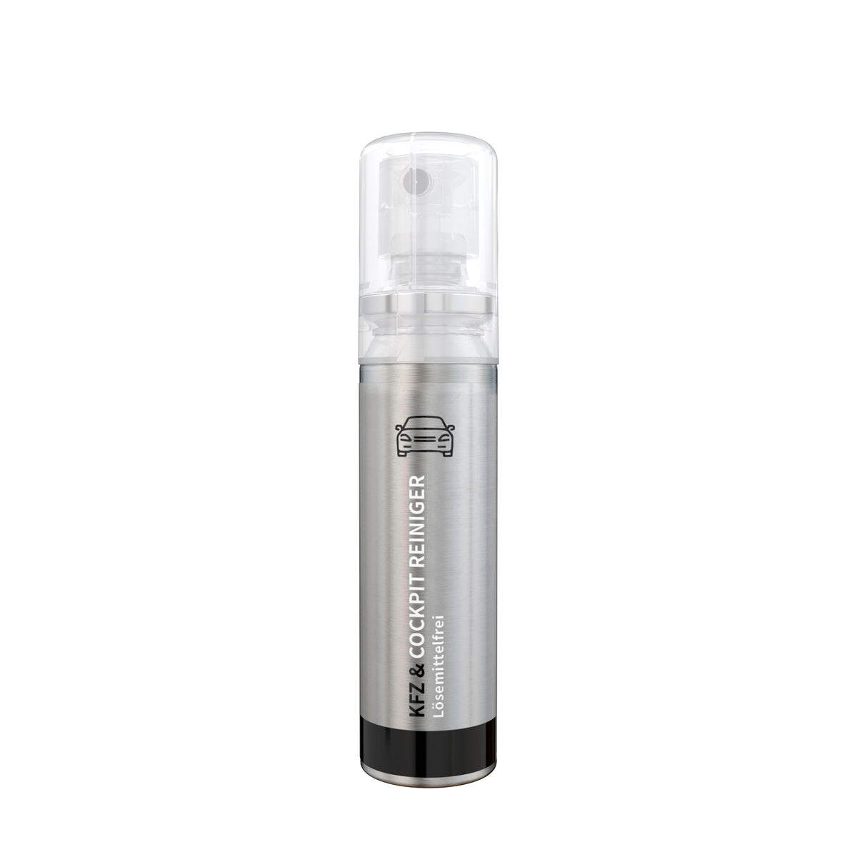 Cockpitreiniger als pocketspray van 20 ml, doorzichtig etiket (no-label-look), met voorbeeldontwerp