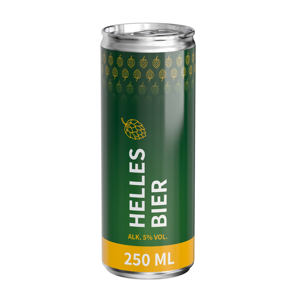 Bier in blikje van 250 ml, glanzend etiket van folie, met voorbeeldontwerp