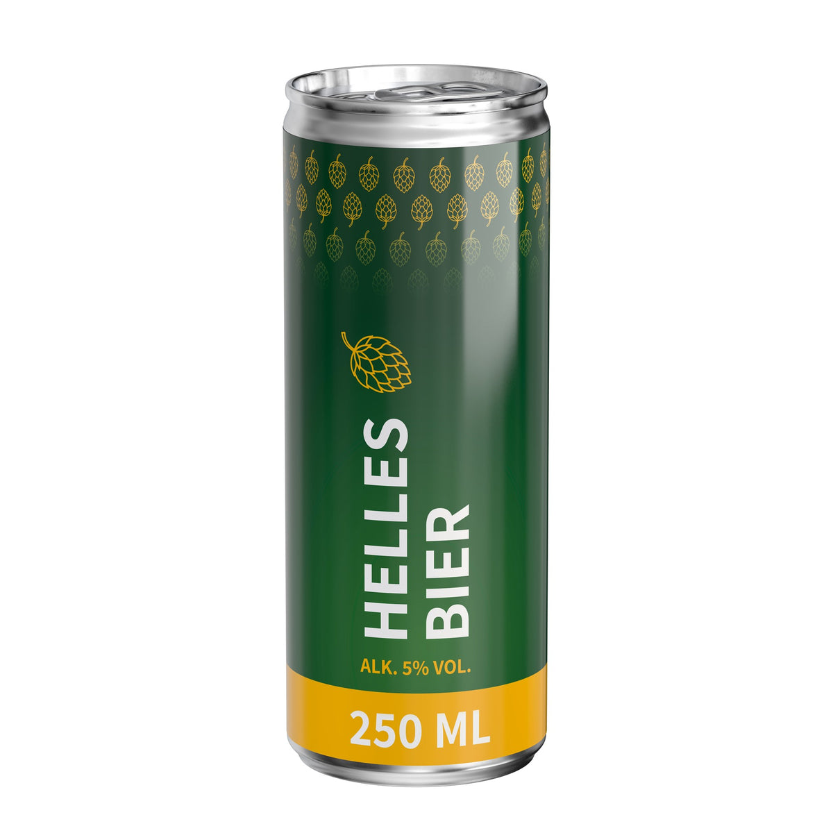 Bier in blikje van 250 ml, glanzend etiket van folie, met voorbeeldontwerp