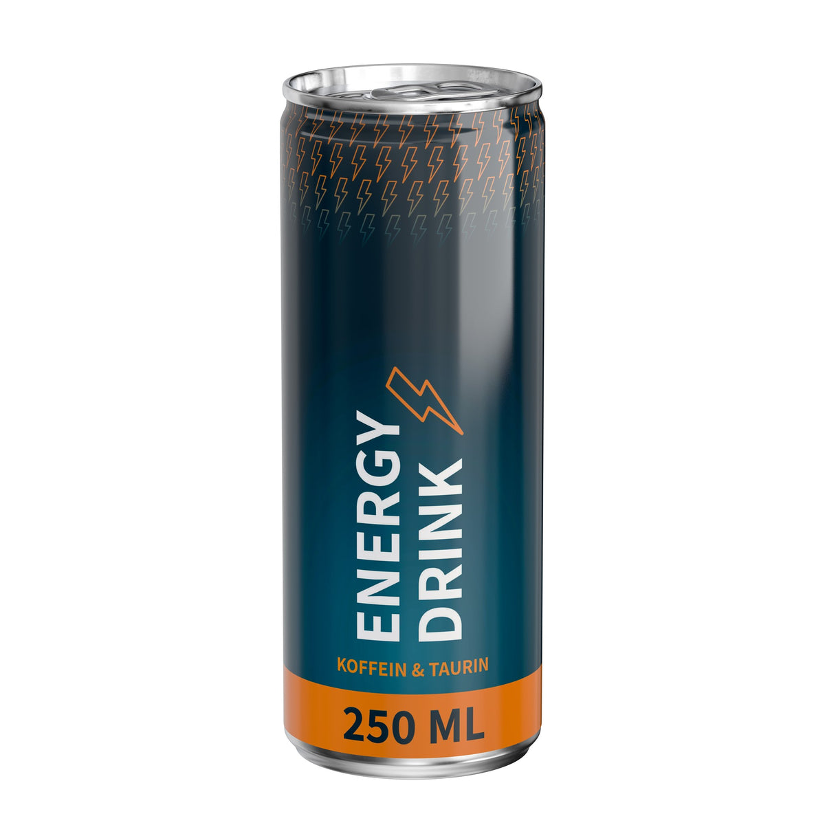 Energy drink classic in blikje van 250 ml, rondom bedrukt, wit glanzend, met voorbeeldontwerp