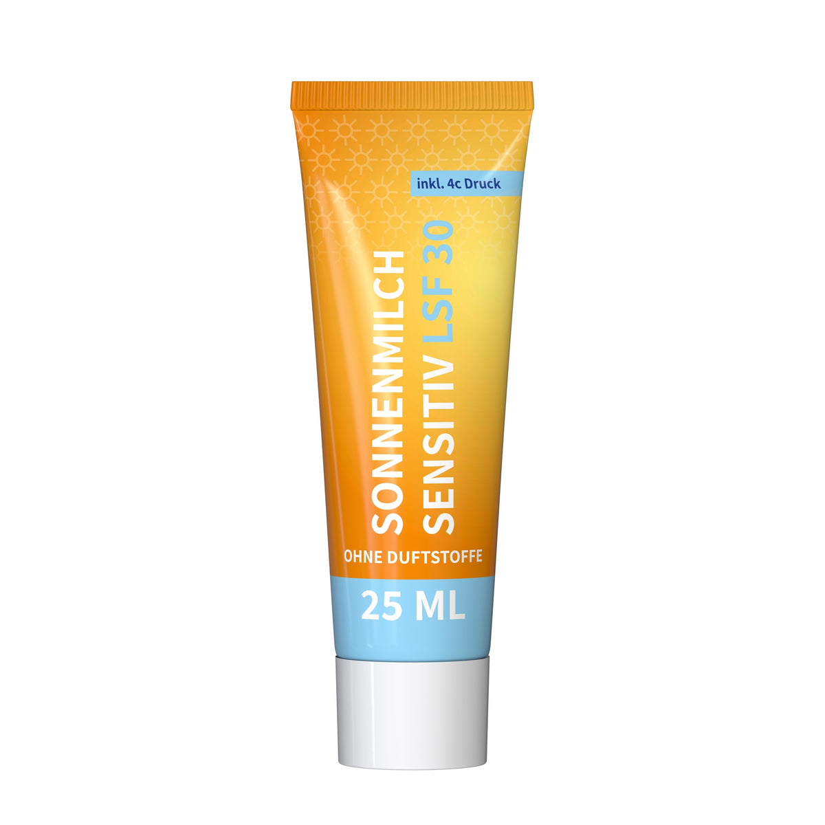 Zonnebrand gevoelige huid SPF 30 in tube van 25 ml, met voorbeeldontwerp