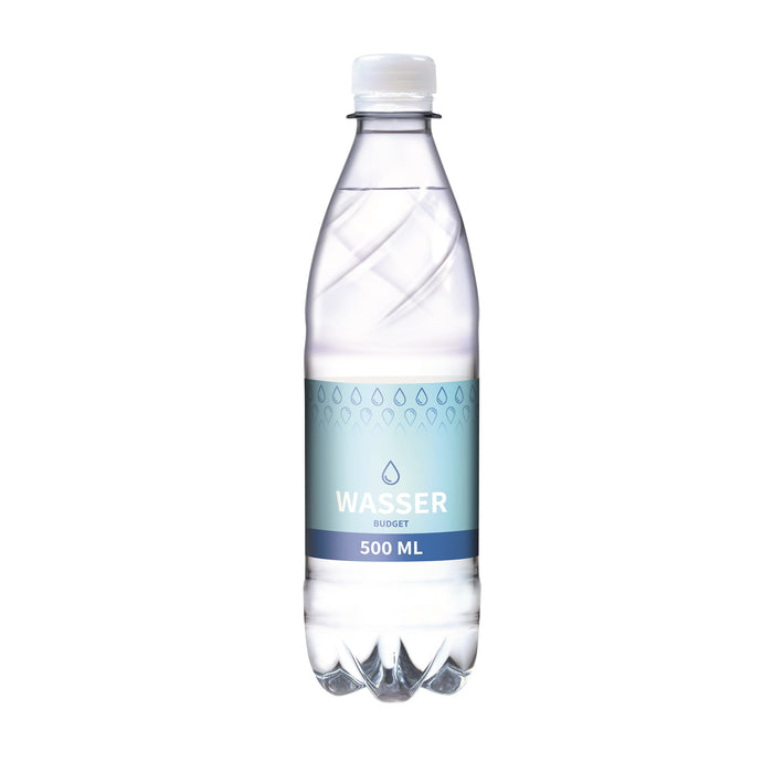 Water met eigen etiket in petfles van 500 ml, licht bruisend of bruisend