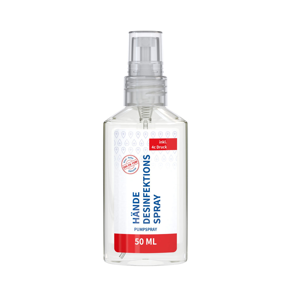 Desinfectiespray in sprayflacon van 50 ml, met voorbeeldontwerp