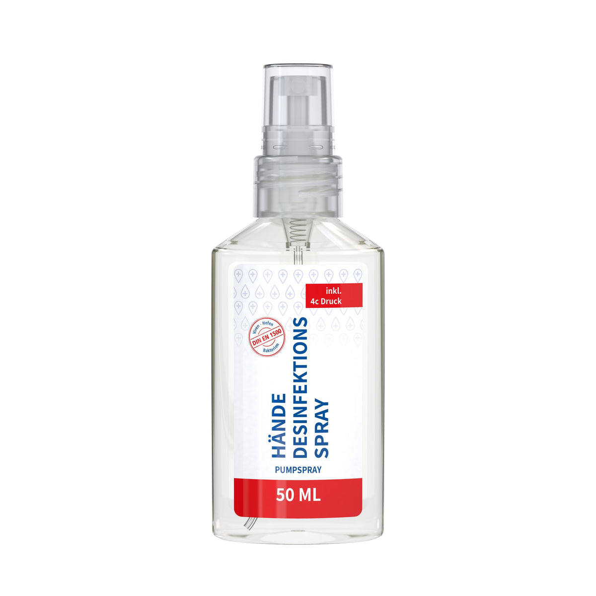 Desinfectiespray in sprayflacon van 50 ml, met voorbeeldontwerp