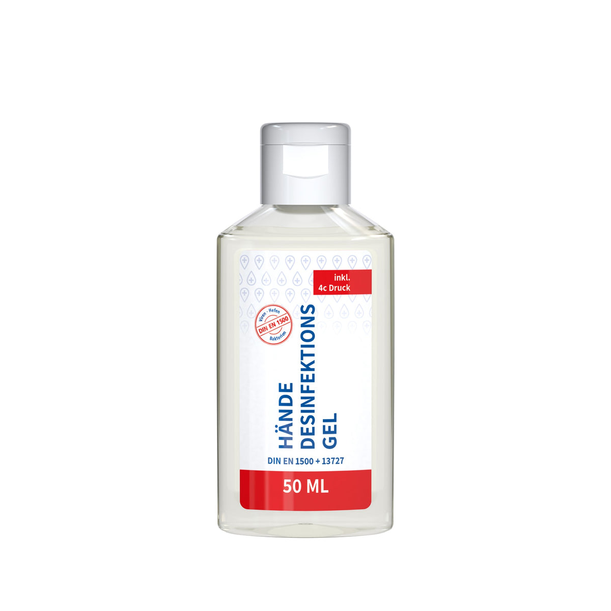 Desinfectiegel in flacon van 50 ml, met voorbeeldontwerp