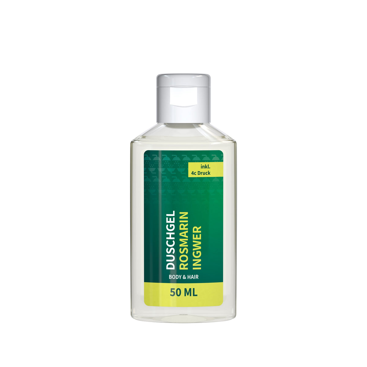 Douchegel rozemarijn-gember in flacon van 50 ml, met voorbeeldontwerp