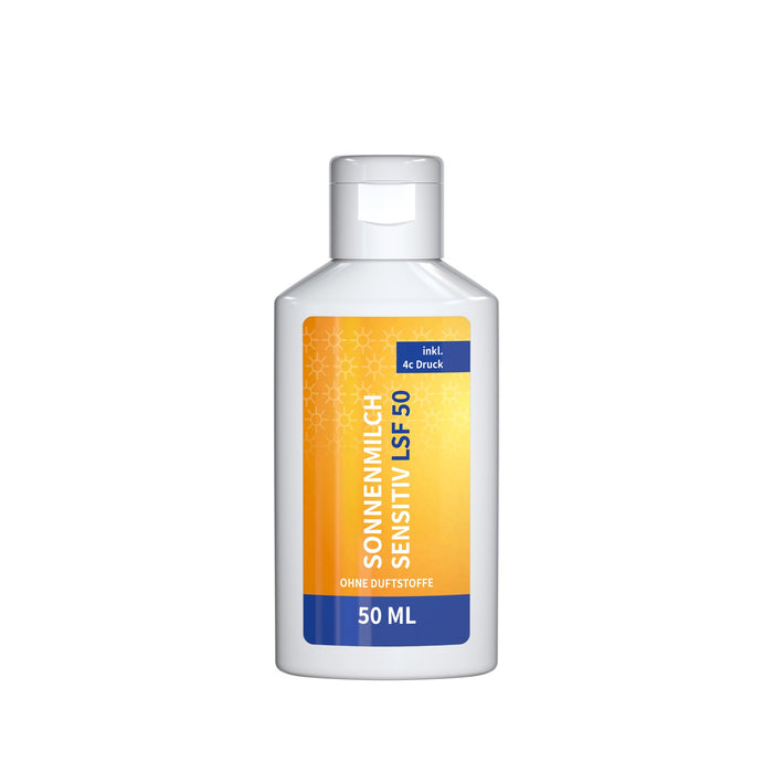 Zonnebrand gevoelige huid SPF 50 in flacon van 50 ml met eigen etiket