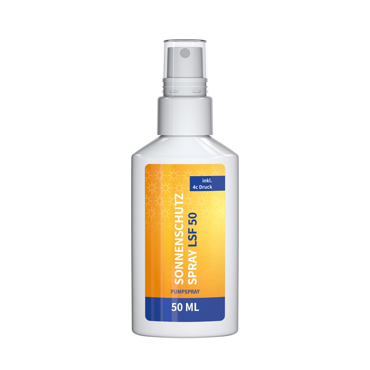 Zonnebrandspray SPF 50 in sprayflacon van 50 ml, met voorbeeldontwerp