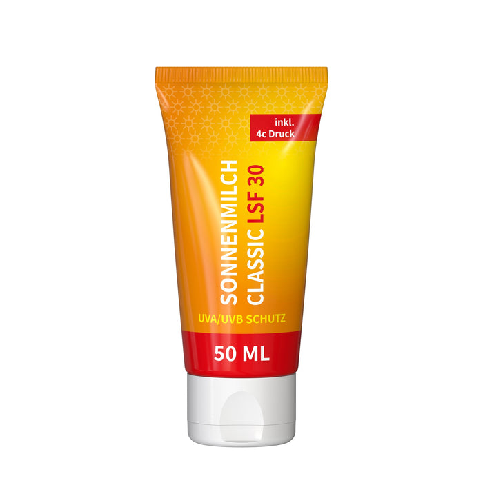 Zonnebrand SPF 30 met zomerse geur in volledig bedrukte tube (50 ml)