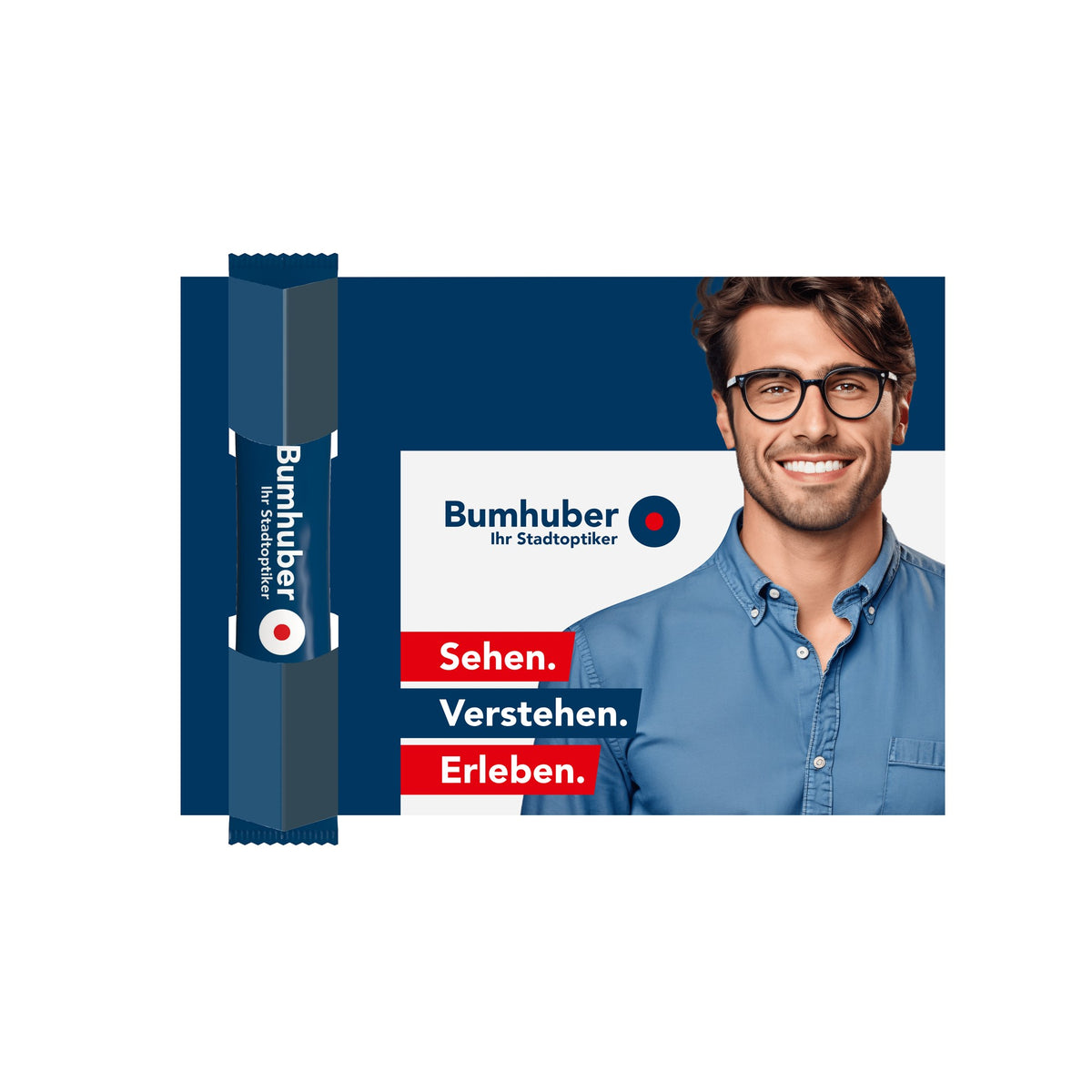 Theekaart met biologische theestick, TeaFlyer XL, met voorbeeldontwerp
