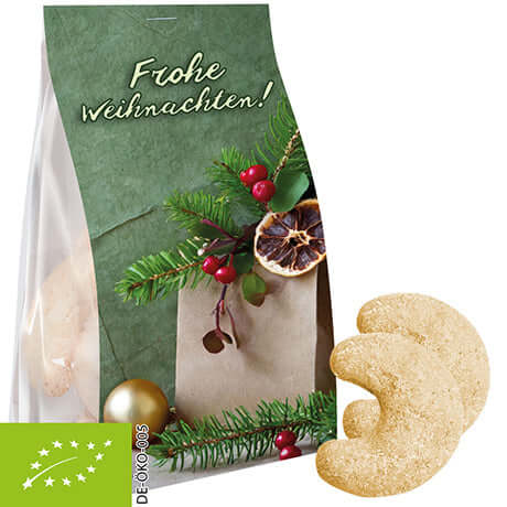 Biologische Vanillekipferl (100 gram) in blokbodemzak met topkaart