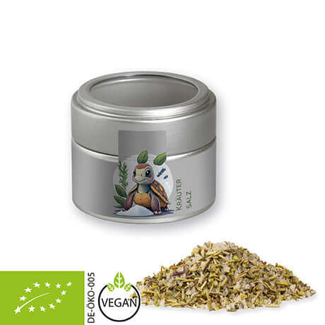 Zilveren vensterblikje met biologisch kruidenzout (75 gram)