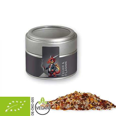 Zilveren vensterblikje met biologische kruidenmix vuur en vlam (60 gram)