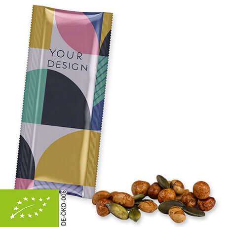 Biologische eiwitsnack (20 gram) in bedrukte snackstick