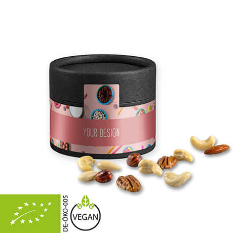 Biologische notenmix (40 gram) in zwarte kraft koker