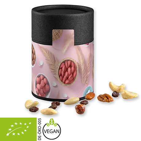 Bio Studentenfutter, ca. 80g, Kraftpapierdose Midi schwarz