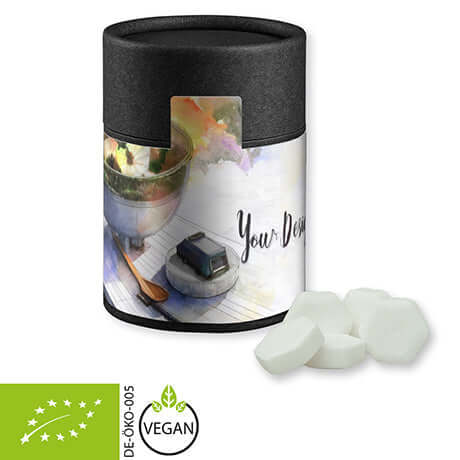 Biologische druivensuiker sinaasappel (80 gram) in zwarte kraft koker