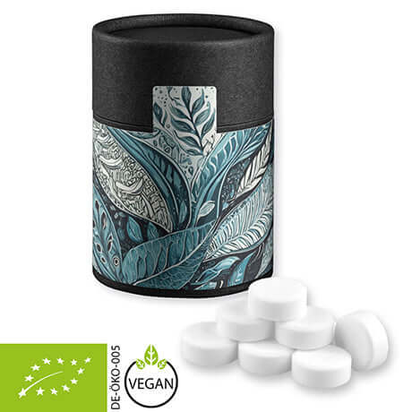Biologische pepermuntjes (80 gram) in zwarte kraft koker
