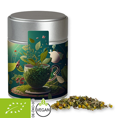 Bio Kräutertee Kräuterfantasie, ca. 30g, Metalldose Midi silber