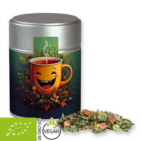 Bio Kräutertee Glücksgefühle, ca. 35g, Metalldose Midi silber